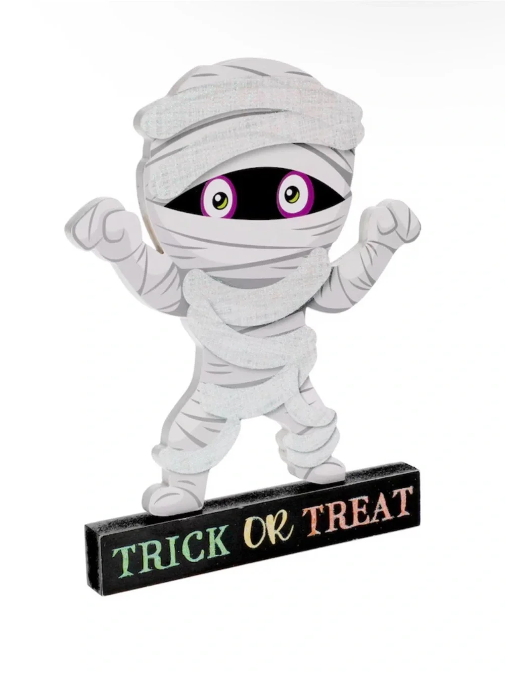 Halloween Mummy Trick or Treat Tabletop Decor NEW 9.6”
